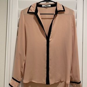 Peach button down top